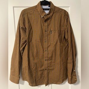 Ben Sherman yellow black checkered button down shirt - small size
